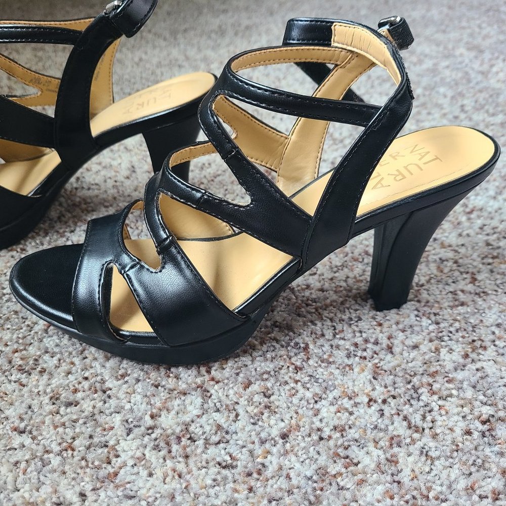 Naturalizer Pressly Heeled Comfort Sandals, Black 8.5